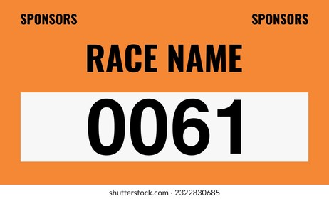 Orangefarbenes Marathon-Zahlenbib einzeln auf Weiß.