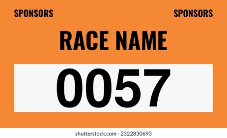 Orange colored marathon number bib isolated on white.