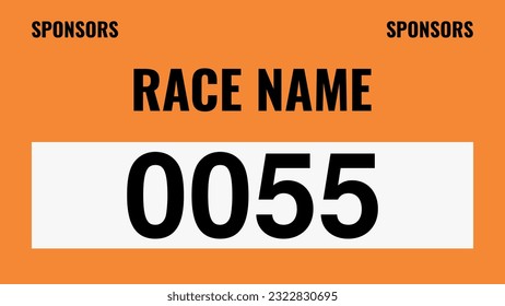 Orange colored marathon number bib isolated on white.