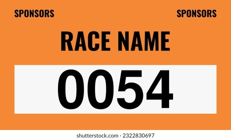 Orange colored marathon number bib isolated on white.