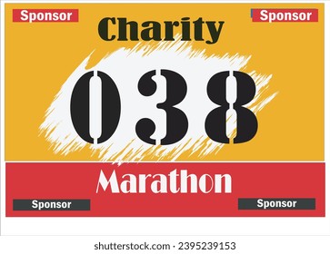 Orange colored marathon number bib isolated on black.