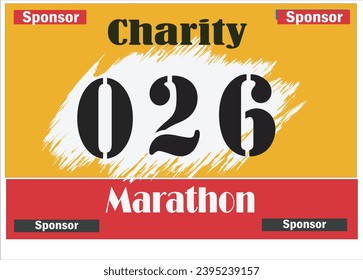 Orange colored marathon number bib isolated on black.