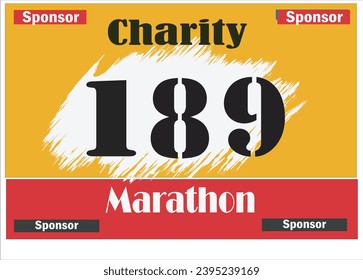 Orange colored marathon number bib isolated on black.