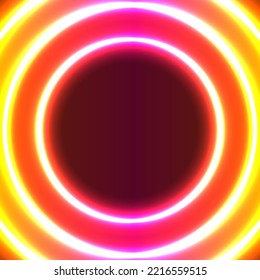 orangefarbene Neonringe auf dunklem Hintergrund
