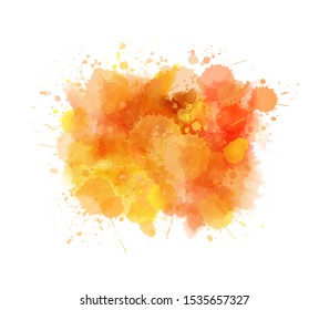 Orange Colored Splash Watercolor Paint Blot - Template For Your Designs. 