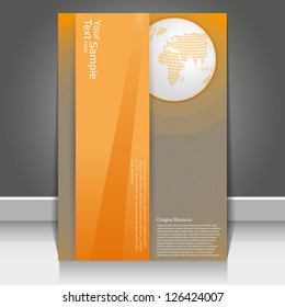 orange colored vector cover design with earth globe