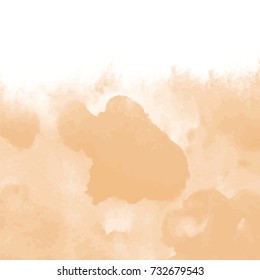 orange colored watercolor area with cloudy border on white background, vector illustration