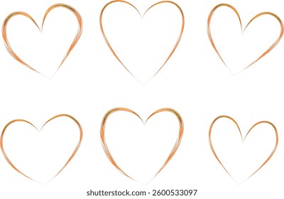 orange colorful abstract decorative pattern hearts set