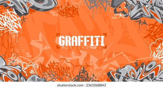 Orange Colorful Abstract Urban Style Hiphop Graffiti Street Art Vector Illustration Background Template