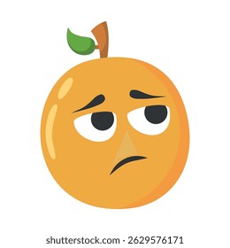 Orange colorful collection of adorable fruit and vegetable characters with various facial expressions in cartoon style.