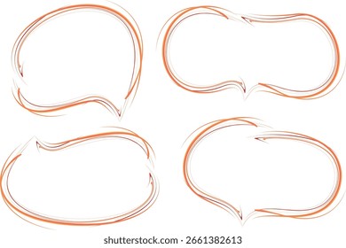 orange colorful scribble outlines speech bubbles set