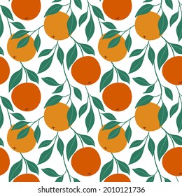 Orange colorful seamless pattern. Vector orange pattern. Citrus fruit background. Perfect for textile manufacturing wallpaper posters etc. Vector illustration. 