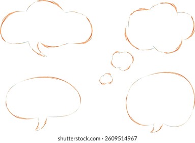 orange colorful stroke outline comic speech bubbles set