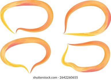orange colorful thick art paint brush outline speech bubbles