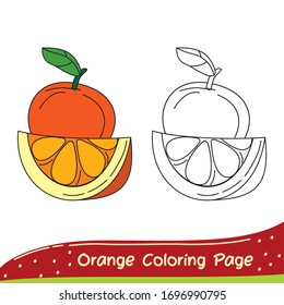 orange coloring page - coloring fruits and vegetables for children - fun and easy