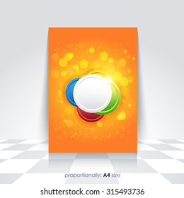 Orange Colors Background. A4 Flyer. Cover, Corporate Leaflet, Brochure Template