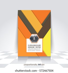 Orange Colors Brochure, A4 Flyer Document and Vector Background. Corporate Leaflet, Textbook Cover. Image Add Feature Print Ready Business Pamphlet or Material Design Booklet Template