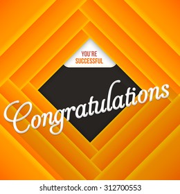 Orange Colors Congratulations Lettering, Movie Style Background Design