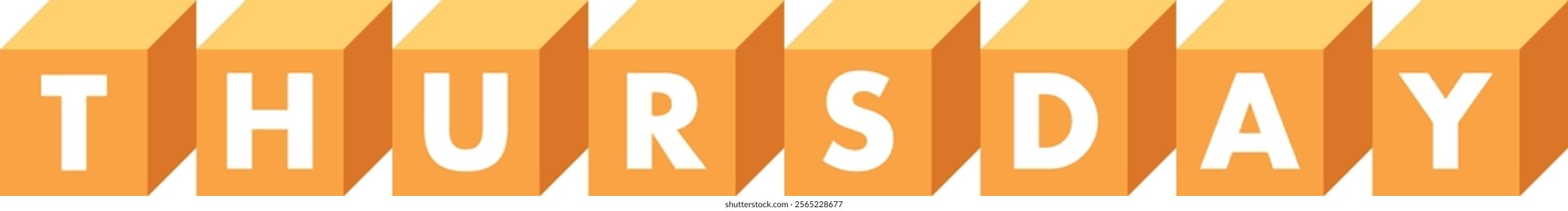 orange colors cube shape with word thursday white color, isolated on white background.