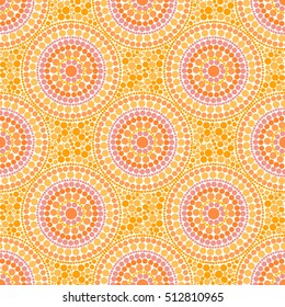 Orange colors dotted circles vector seamless pattern