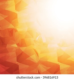 Orange Colors, Sun Light Theme Low Poly Vector Background 