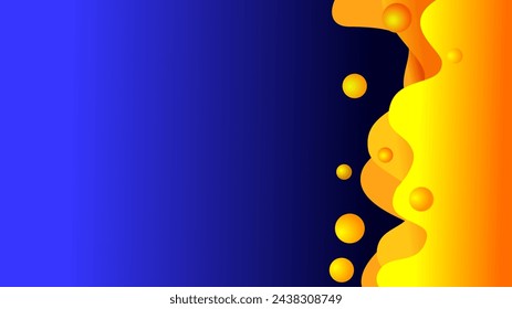 Colores anaranjados ondean formas fluidas líquidas sobre fondo degradado azul oscuro