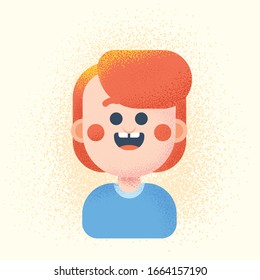 Orange colour hair cartoon kid smile happily