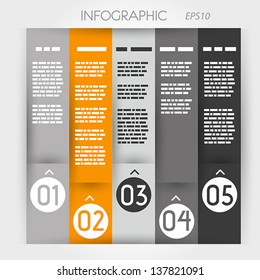 orange column infographic five options in rings zig zag. infographic concept.