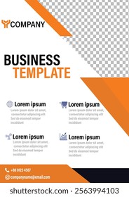 orange colure based business flyer design  