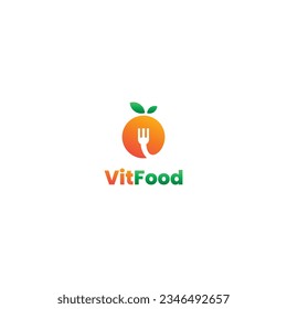 orange combine with fork logo design on isolated background
