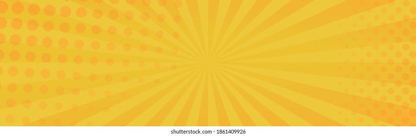 Orange comic zoom with lines and glow - Vector illustration