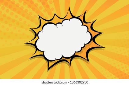 Orange comic zoom with lines and glow - Vector illustration
