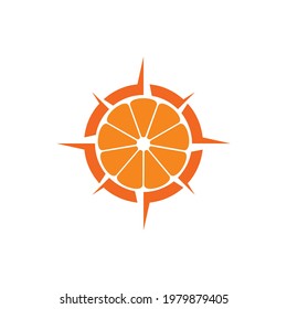 orange compass abstract logo icon vector concept flat abstract design