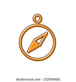 Orange Compass icon isolated on white background. Windrose navigation symbol. Wind rose sign.  Vector Illustration
