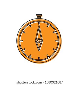 Orange Compass icon isolated on white background. Windrose navigation symbol. Wind rose sign.  Vector Illustration