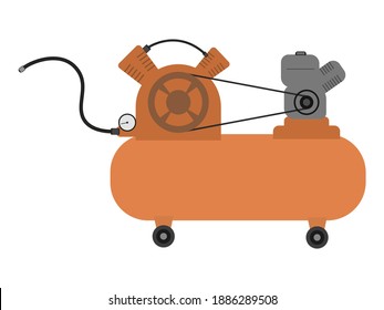 Orange compressor illustration with flat style