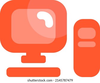 Orange computer case, illustration, vector on a white background.