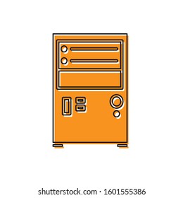 Orange Computer icon isolated on white background. PC component sign.  Vector Illustration