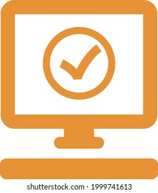 orangefarbener Computer, Illustration, auf weißem Hintergrund.