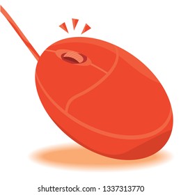 Orange computer mouse; Flat concept.