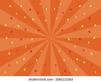 Orange concentrated line and background vector illustration of confetti