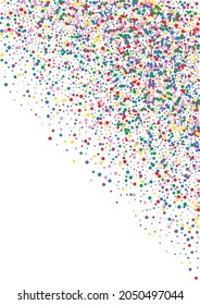 Orange Confetti Abstract Background. Circle Design Texture. Multicolored Cartoon Round. Red Falling Dot Illustration.
