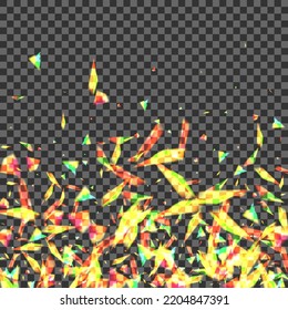 Vector transparente de fondo de confetti naranja. Plantilla de Sensación de Partículas. Papel de escritorio brillante brillante. Blur Glitz. Flare Stardust Design.