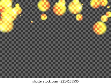 Orange Confetti Background Transparent Vector. Ball Vintage Illustration. Spark Design. Blur Spot Graphic Template. Gold Rain.