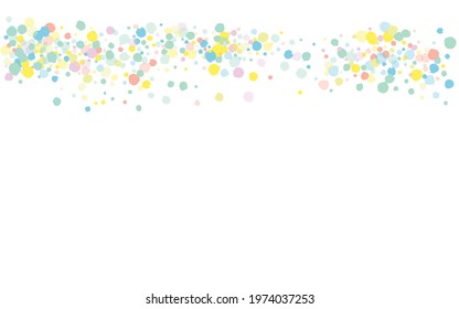 Orange Confetti FallingFestive White Background. Invitation Rain Postcard. Transparent Dot Card. Color Round Abstract Invitation.