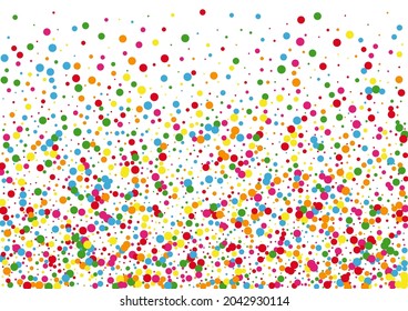 Orange Confetti Surprise Background. Circle Fiesta Illustration. Blue Happy Dot. Yellow Sale Round Texture.