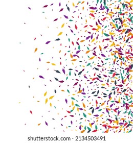 Fondo blanco del vector de Confetti naranja. Patrón Herbario de hojas amarillas. Tarjeta de follaje otoñal. Ilustración de Confetti Verde.