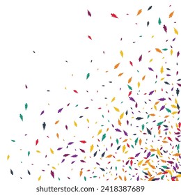 Orange Confetti Vector White Background. Bright Leaf Frame Backdrop. Chaotic Foliage Illustration. Autumn Foliage Template.