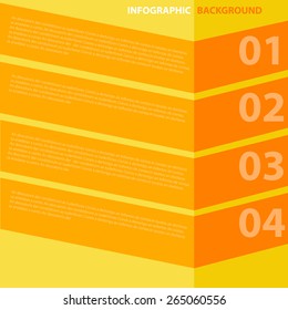 Orange conner angle label vector background infographic for text and data step design on orange color tone on yellow space