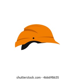 Orange construction helmet icon in flat style on a white background